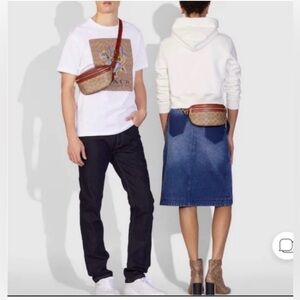 Coach Belt Bag Coated Canvas Signature Monogram Tan Rust Fanny Pack 39937